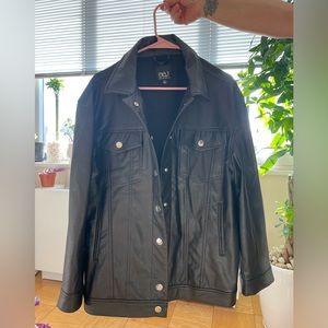 BBJ Black Faux Leather Jacket, Size Large 🖤⛓️